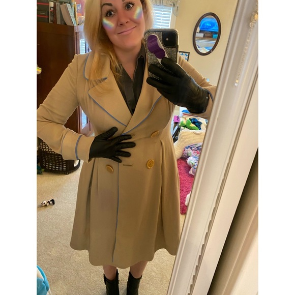 $288 Anthropologie Piped Trench Tan Trench Coat 10 - Picture 8 of 13